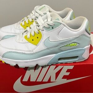 Nike Kids Sneakers White, Light Blue, and Yellow